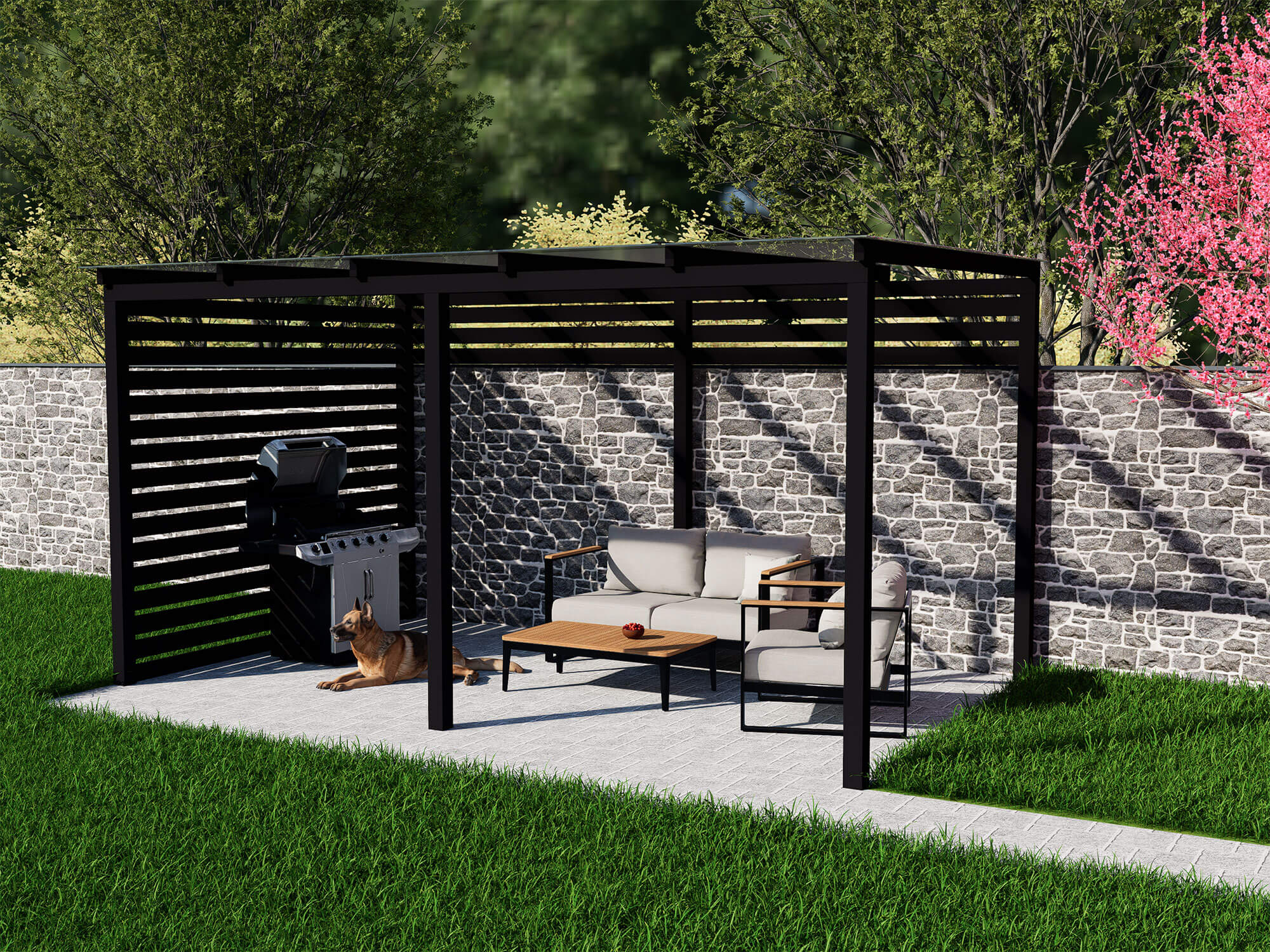 Ocelová pergola samostatná